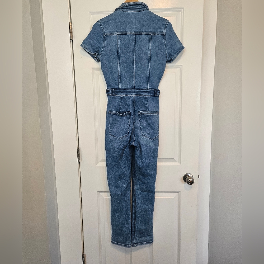 Good American Fit for Success Jean Denim Fitted Jumpsuit 28" $169 Size XS 2 - Picture 4 of 7